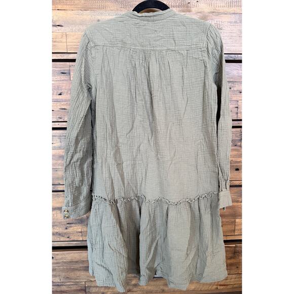 ANTHROPOLOGIE MAEVE Katie Textured Utility Button Front Tunic Dress in Moss Sz 6 - Picture 2 of 8